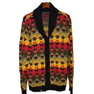 LRG Mens Cliff Cardigan Sweater Sz XL Chunky Knit Eclectic Grandpa Cosbys